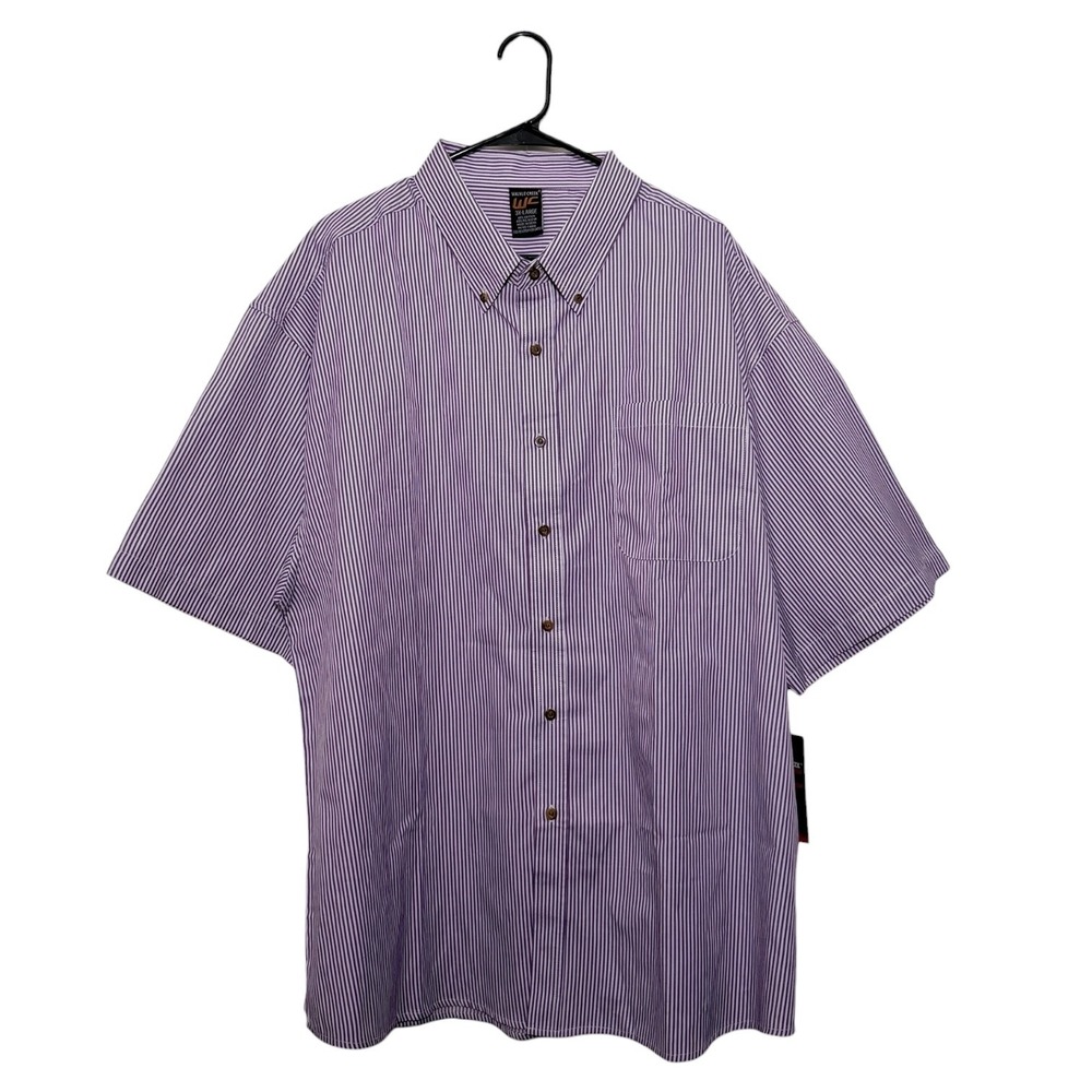Walnut Creek Purple White Striped Short Sleeve Button Down Big&Tall Mens 3XL NWT